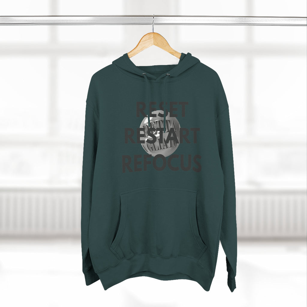 Motivational Fleece Hoodie - Reset Restart Refocus