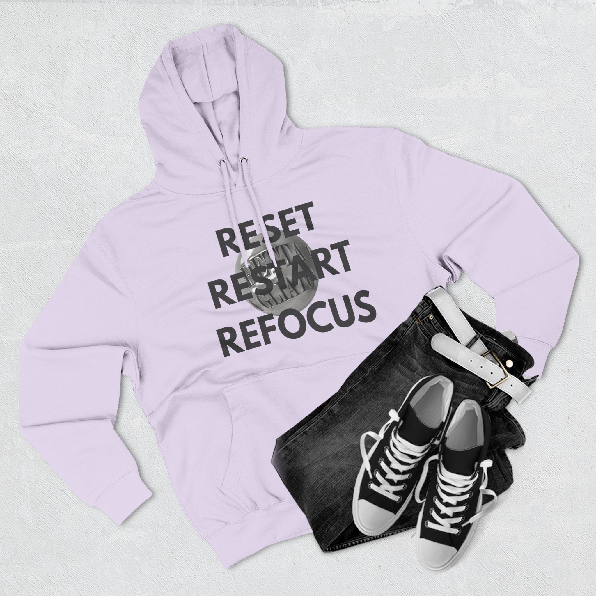 Motivational Fleece Hoodie - Reset Restart Refocus