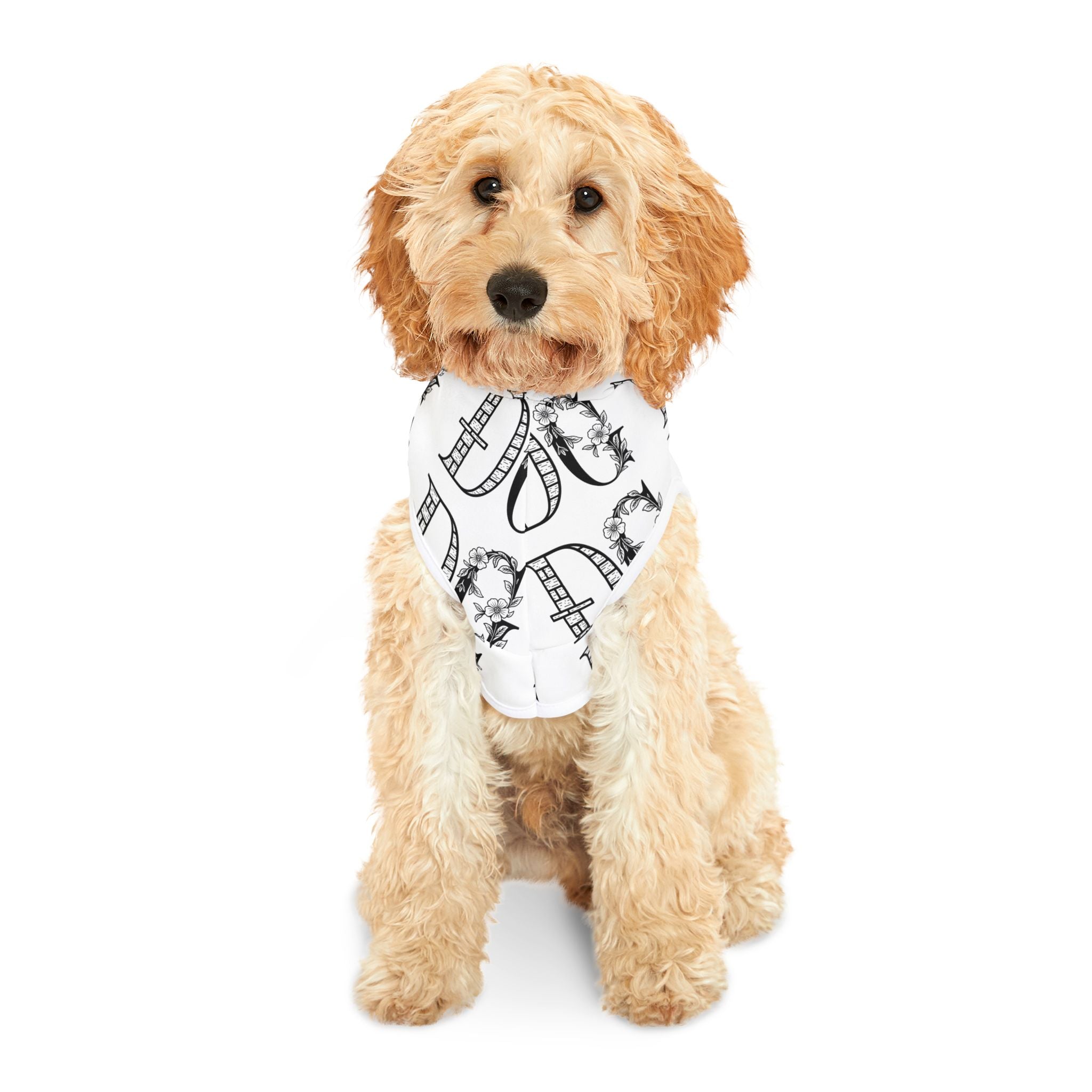 Floral Monogram Pet Hoodie — Decorative Letter D Print