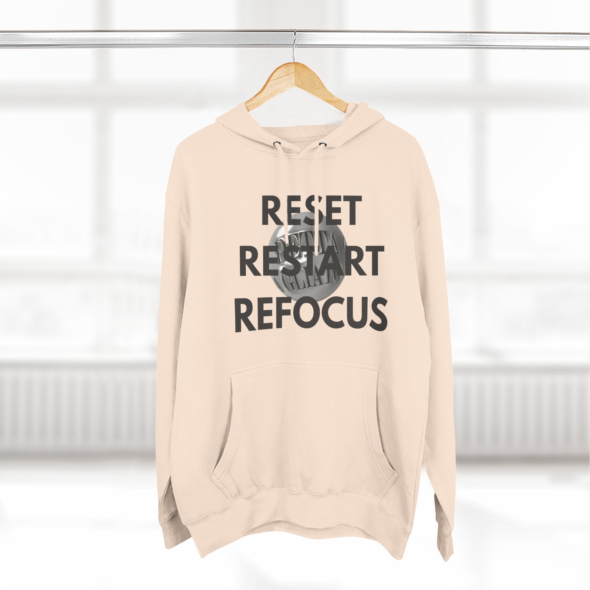 Motivational Fleece Hoodie - Reset Restart Refocus