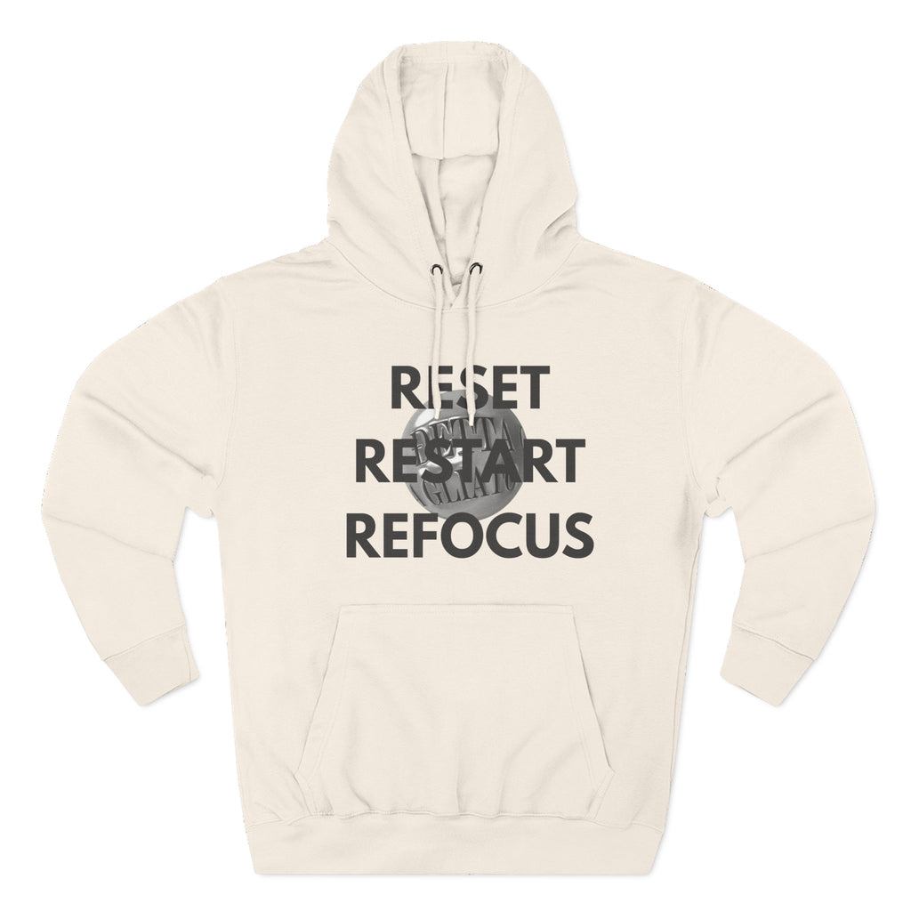Motivational Fleece Hoodie - Reset Restart Refocus