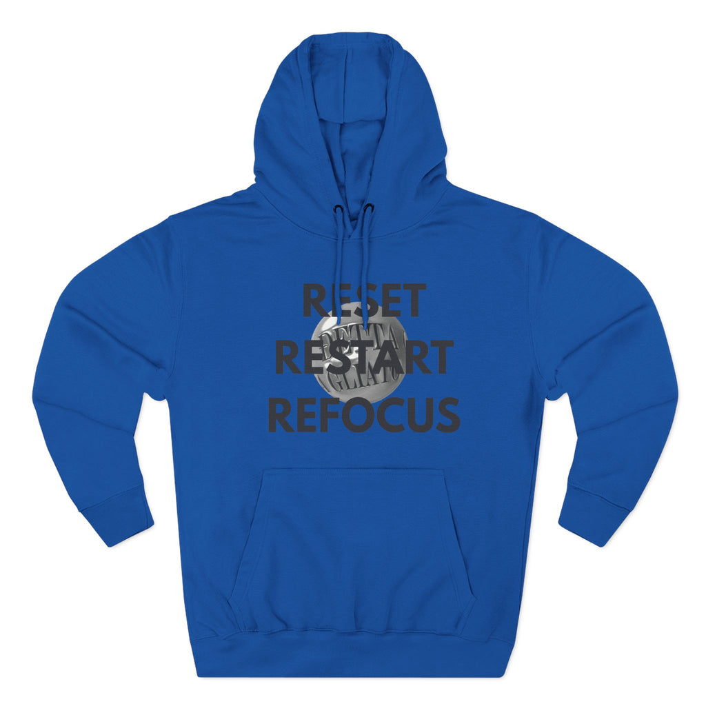 Motivational Fleece Hoodie - Reset Restart Refocus