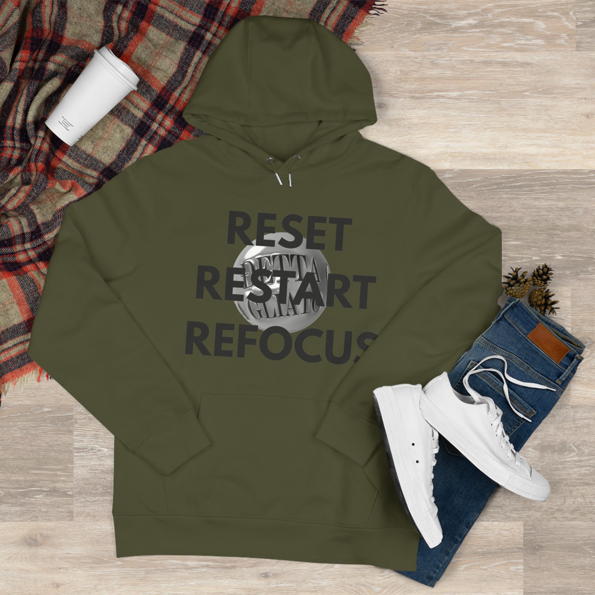 Motivational King Hooded Sweatshirt - Reset, Restart, Refocus