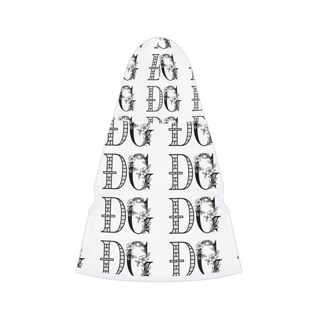 Floral Monogram Pet Hoodie — Decorative Letter D Print