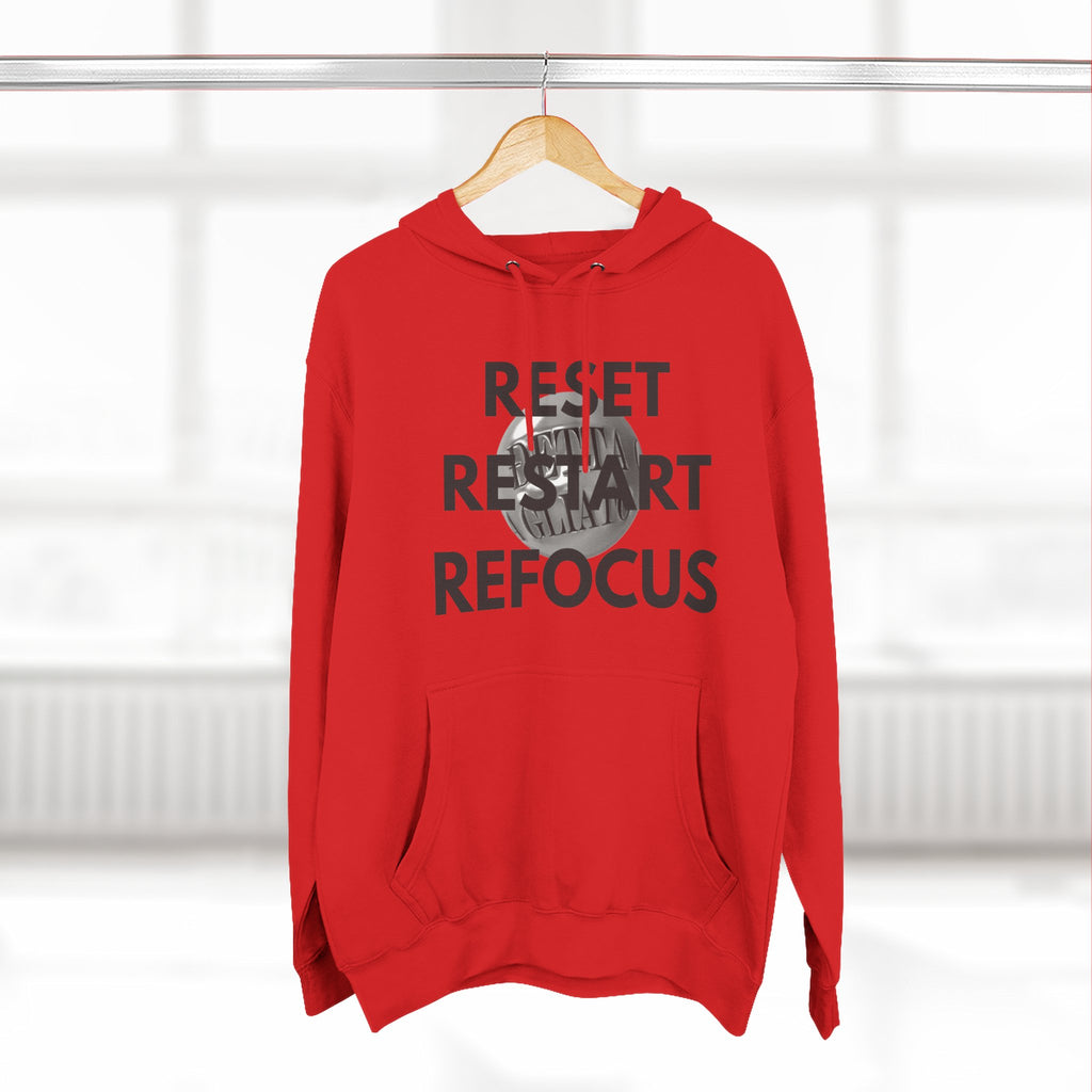 Motivational Fleece Hoodie - Reset Restart Refocus