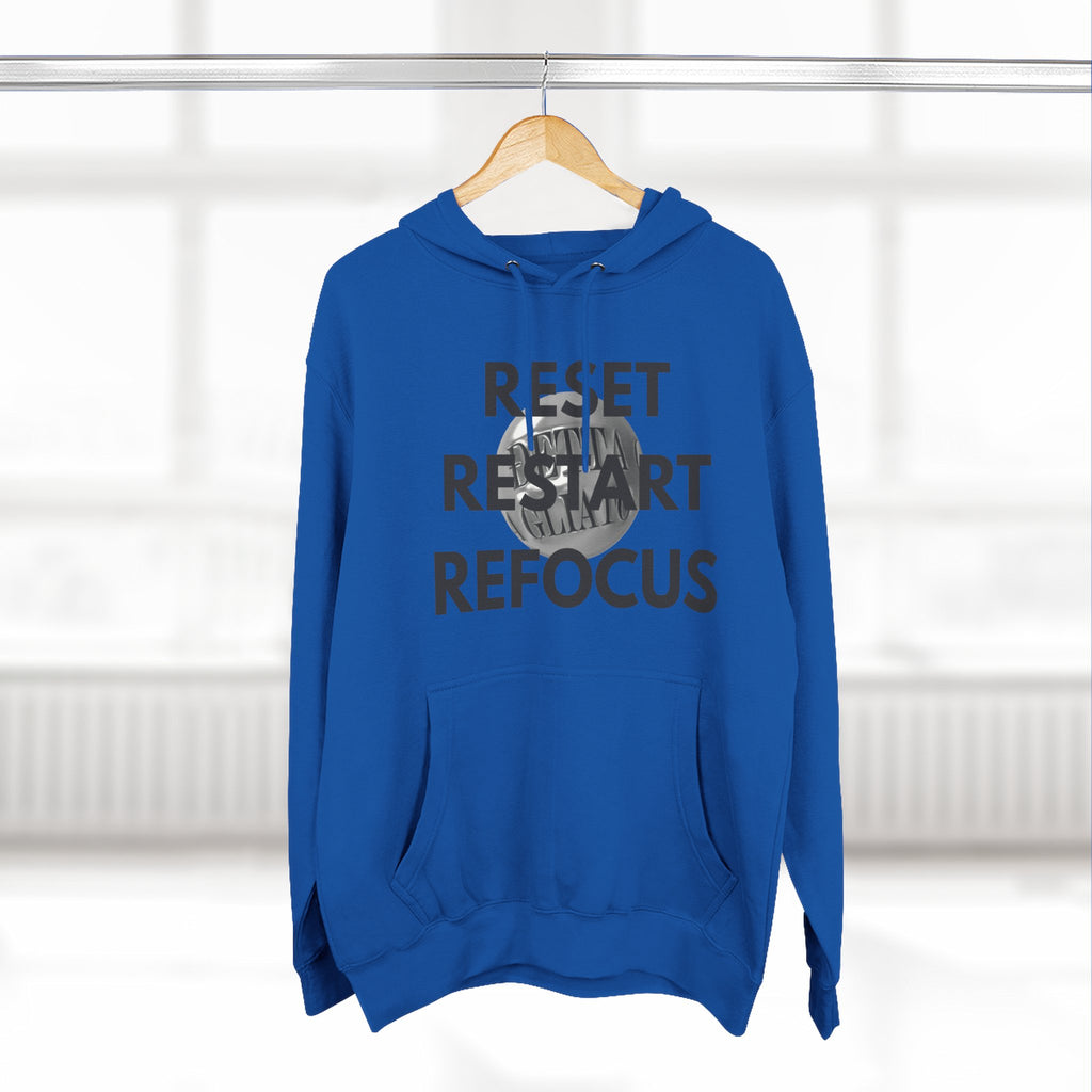 Motivational Fleece Hoodie - Reset Restart Refocus