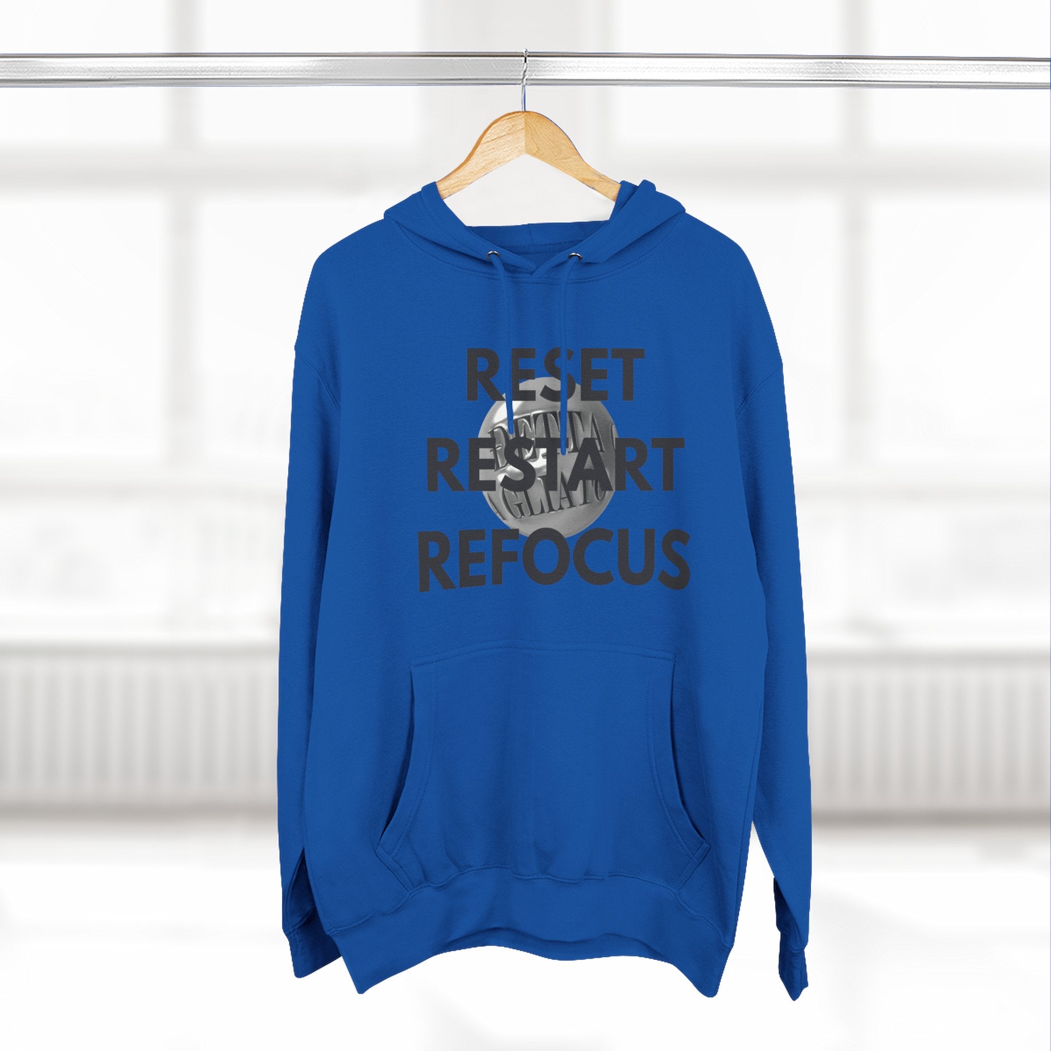 Motivational Fleece Hoodie - Reset Restart Refocus