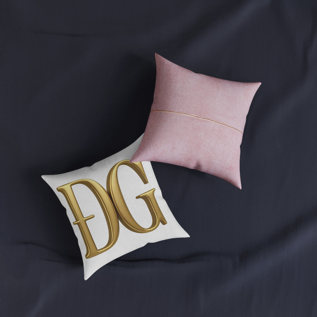 Luxurious Gold Initials Square Pillow - Blush Pink Throw Cushion