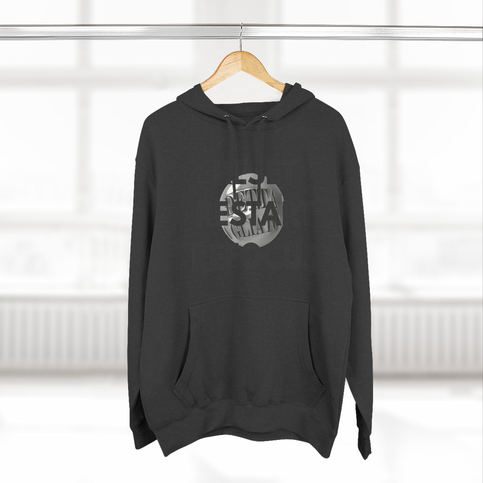 Motivational Fleece Hoodie - Reset Restart Refocus