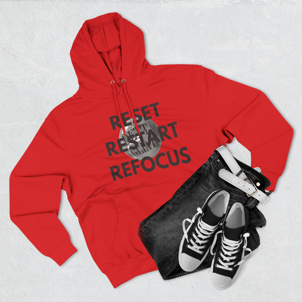 Motivational Fleece Hoodie - Reset Restart Refocus