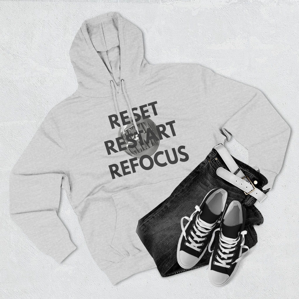 Motivational Fleece Hoodie - Reset Restart Refocus