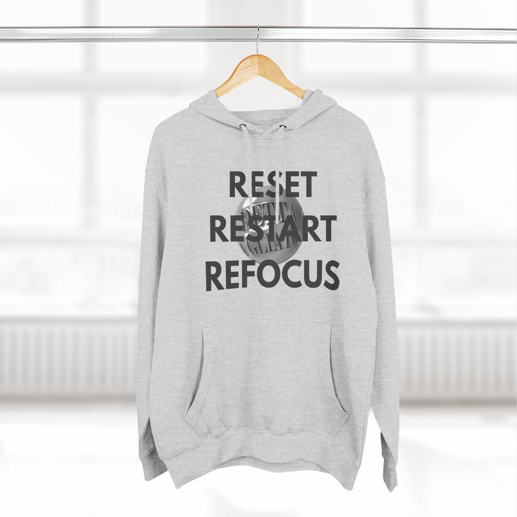 Motivational Fleece Hoodie - Reset Restart Refocus